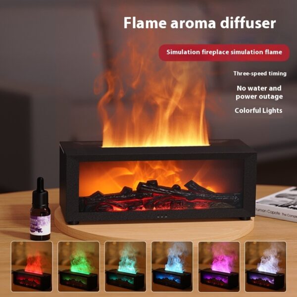 New Flame Aromatherapy Machine Colorful Essential Oil Diffuser Home Large Fog Volume Flame Humidifier 3D Flame Fireplace Machine - Image 5