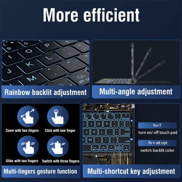 360 Swivel Keyboard Clear Case For IPad Smart Trackpad Bluetooth-compatible Keyboard Case Cover With Pen Slot - Image 3